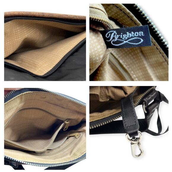 Brighton Carter Bag Purse Blk/Choc H92189 Sterling Silver Vinyl Crossbody - Picture 6 of 10